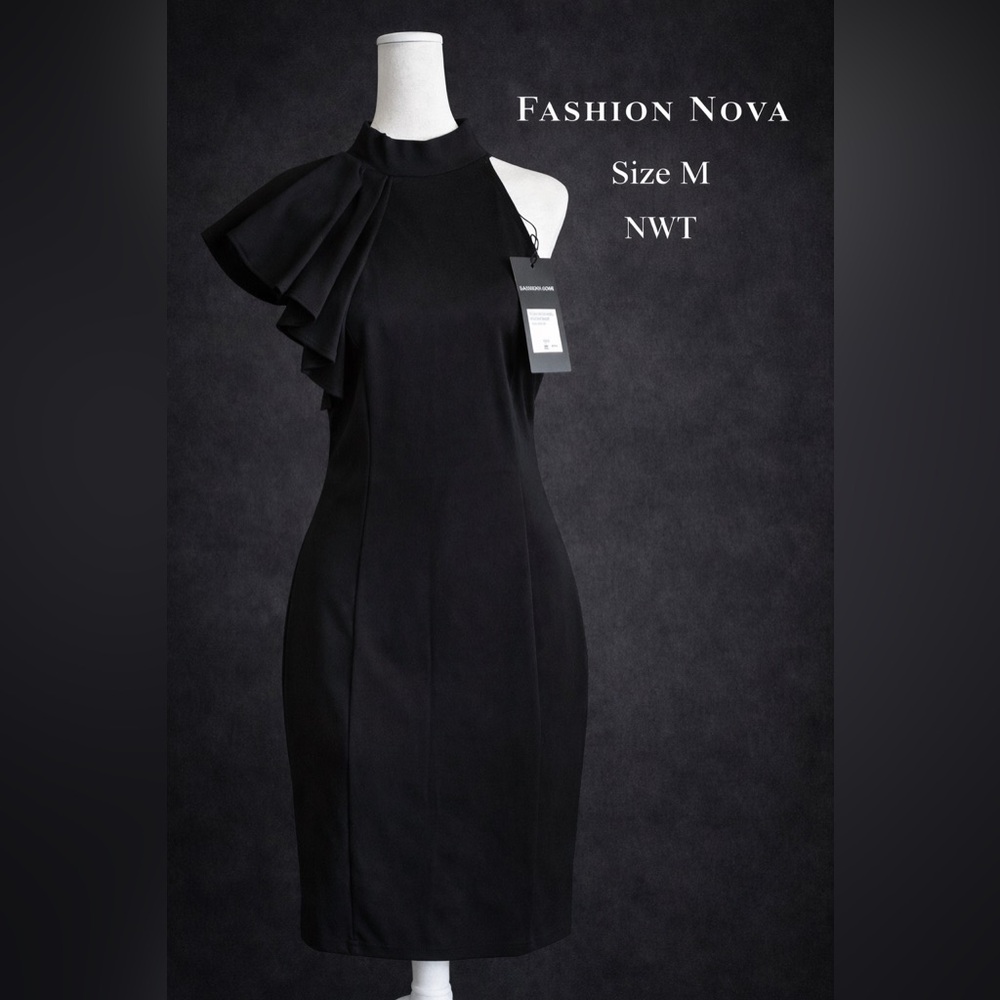Fashion Nova One Shoulder Ruffle Cocktail Dress NWT Medium